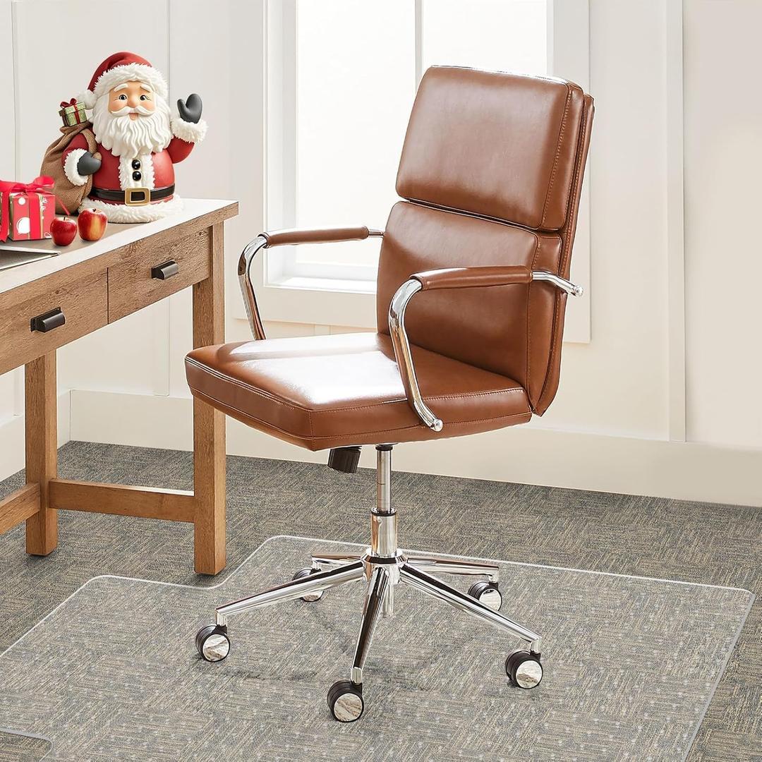 Office Chair Mat Carpet Protector: 36" x 48" Plastic Heavy Duty Computer Desk Mats with Lip for Low Flat and No Pile Carpeted Floor - Clear Rug Pad for Rolling Chairs Work Home Gaming Convex Shape