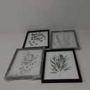 Botanical Wall Decor Sign 16x11 Inch Set of 4 Sage Green Plants Wood Framed For Bathroom Modren Bedroom Aesthetic Watercolor Laundry Room Art Wall Hanging (Black) (16L" x 11W")