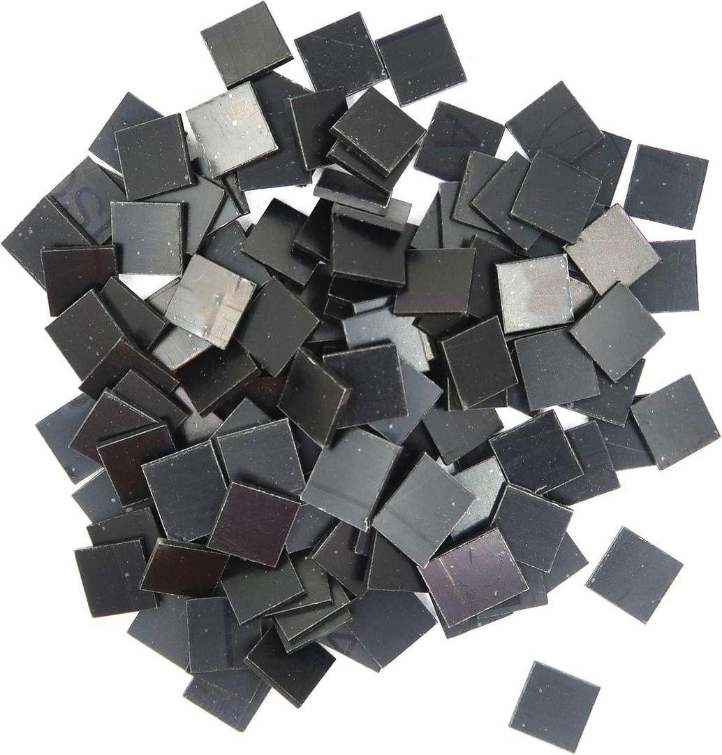 200 Pieces Black Mosaic Tiles, Opaque Square Mosaic Tiles for Crafts Bulk, Stained Small Acrylic Tiles for Mosaic Projects Supplies Home Decorations (15 x 15 mm)