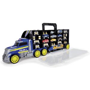 DICKIE TOYS - Truck Carry Case Playset 1:64 Scale Diecast - Hold up to 42 Cars - Includes 7 Cars, Helicopter, Big Rig and 18 Accessories -Ages 3+, 62 cm