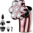 Electric Razors for Women Legs: 5-in-1 Rechargeable Body Shaver, 7D Wet & Dry Bikini Trimmer, IPX7 Waterproof Lady Hair Remover for Face, Underarms, Pubic, Rose Pink