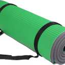 Fitvids All-Purpose 2/5-Inch (10mm) Extra Thick High Density Anti-Slip Exercise Pilates Yoga Mat with Carrying Strap, Multiple Colors (Green)