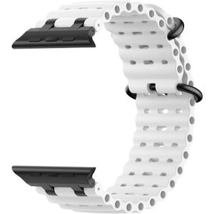 Upgraded Ocean Band Compatible with Watch Ultra 3/2/1 49mm, S11/S10 46mm, 9/8/7 45mm, SE3/SE2/SE/6/5/4 44mm, 3/2/1 42mm, Metal Connector Breathable Sport Watch Strap for Men Women