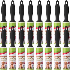 Hushee 16 Pcs Mini Lint Roller for Travel Small Lint Removers Bulk for Pet Hair and Clothes Small Size Removers Portable Sticky Removing Tool for Cleaning Furniture Dog Car Seat