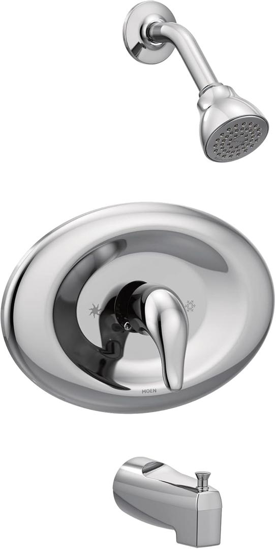 Moen Chateau Chrome Eco-Performance Shower Trim Kit with Showerhead, Lever Handle, and Tub Spout, Posi-Temp Valve Required, TL2369EP (1)