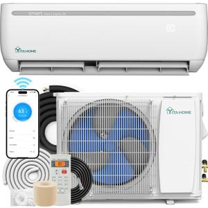 YITAHOME 9000 BTU Mini Split Air Conditioner Heat Pump System, 19 SEER2 115V Ductless Inverter System with Wi-Fi & Alexa Compatibility, Covers Up to 450 Sq. Ft, Complete Installation Kit Included