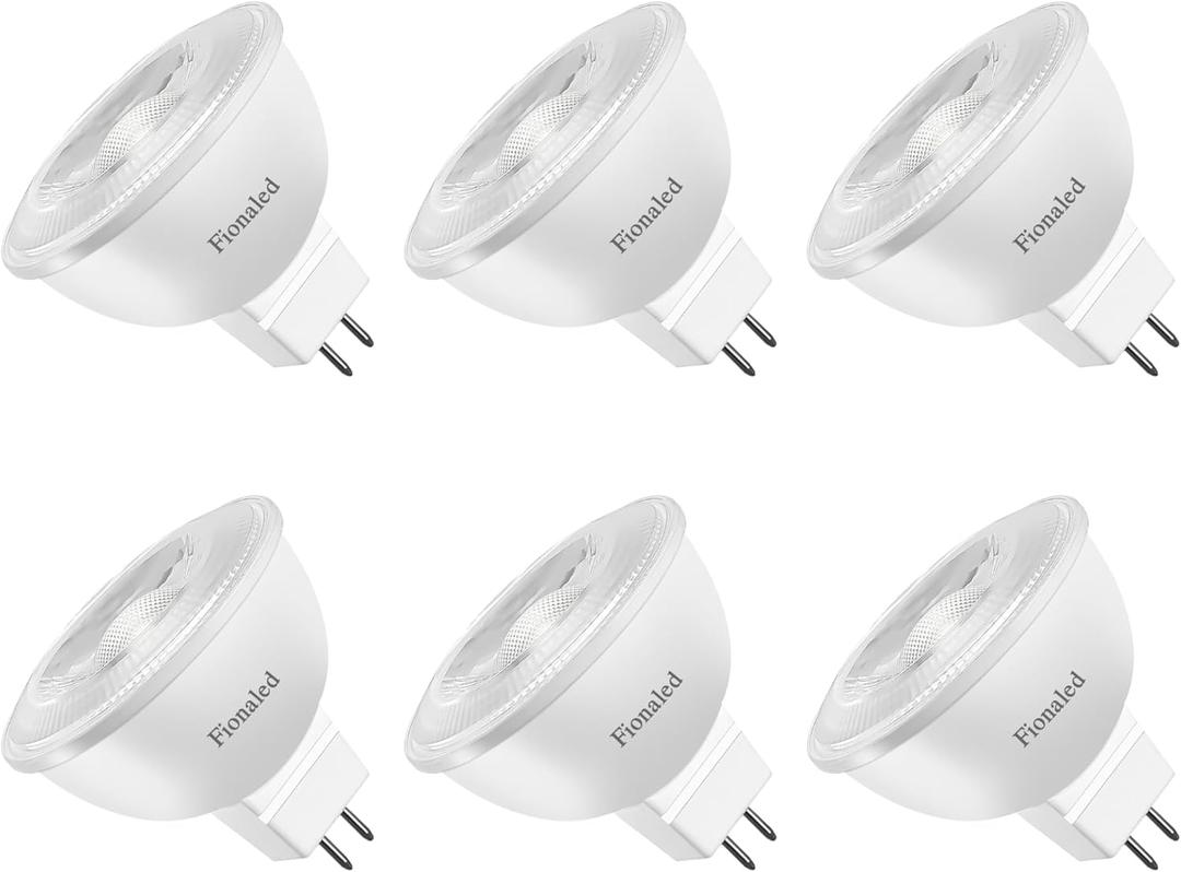 MR16 LED Bulbs Dimmable, 50W Halogen Replacement, 2700K Cozy Warm White, GU5.3 Bipin Base, 5W 12V Low Voltage Landscape Recessed Lighting Bulbs, 6-Pack