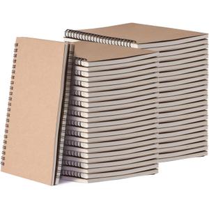 48 Pack A5 Spiral Notebook College Ruled Spiral Notebook Bulk Inches Hardcover Kraft Notebooks Lined Travel Writing Notebooks Journal Notepad for Office School Supplies, 100 Pages, 8.3 x 5.5 Inches (Brown)