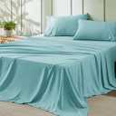 Bedsure Queen Sheet Set - 4 Pieces Soft Queen Size Sheets - Breathable & Cooling - Hotel Luxury - Easy Care Polyester Microfiber Bedding for Women, Men, Spa Blue