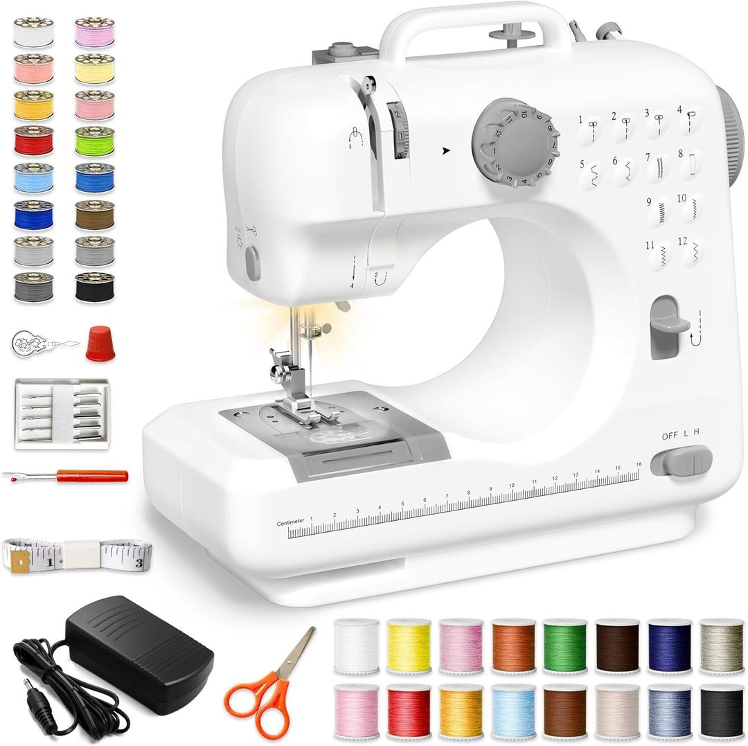 Portable Tabletop Beginner Mini Sewing Machine for Home Use, Compact and Easy-to-Use Sewing Machine for Quick Repairs, DIY Crafts and Alterations, Giftable Sewing Machine for Beginners (Gray)