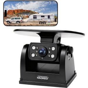 H10 WiFi Magnetic Solar Wireless Backup Camera Rechargeable Battery IP69 Waterproof 1080P Night Vision Rear View Camera No Wiring for Boat Travel Trailer/RV/Truck/Camper for iPhone iPad Android