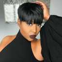 Short Pixie Cut Wigs for Black Women Short Black Pixie Wig Synthetic Short Straight Hair Wigs for Black Women Natural Black Hairut Wig None Lace Front Wig(Natural Black)