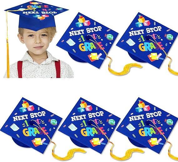 Preboun Graduation Cap for Kids, 6 Pcs Set Kindergarten Graduation Hat Topper with Tassel for Kids