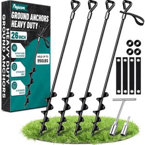 Trampoline Anchors Stakes Ground Anchors Screw-in for High Wind, 4x26in