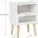 MMEOLUOOK Nightstand with Charging Station, Bedside Tables, End Table Side Table with 2 Tiers Storage Space, for Bedroom, Living Room, White MLBZ07WE-2, 15.7 inches x 11.8 inches x 25.2 inches