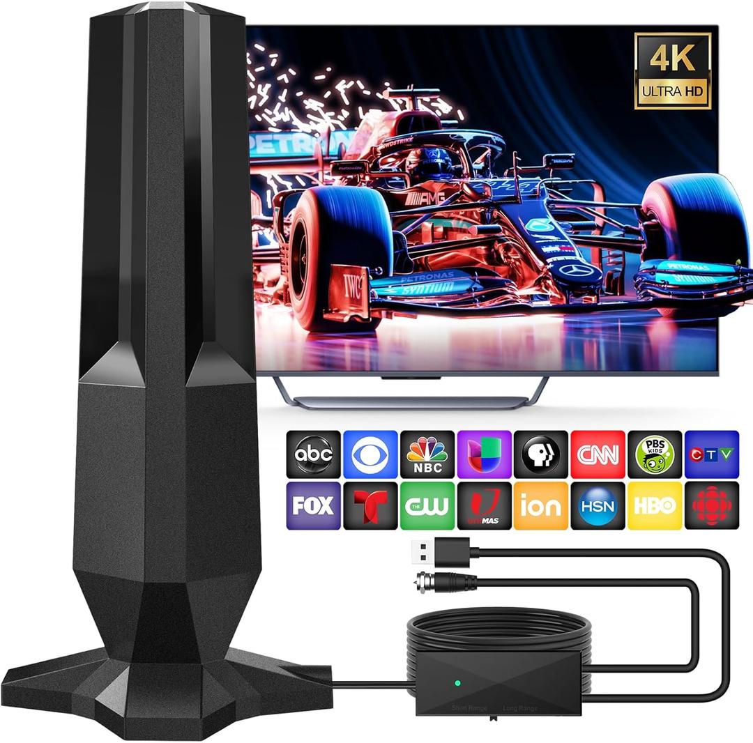 2025 TV Antenna,TV Antenna for Local Channels 1900 Miles Range,HDTV Antennas Support 4K 1080p Smart TVs-TV Antennas Indoor-Smart HD Antena with 30ft Coax Cable