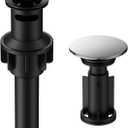 Bathroom Sink Drain with Overflow, Hurran Universal Bathroom Sink Stopper for Bathroom Vanity Vessel Sink, Plastic Pop-up Sink Drain with Hair Catcher Anti-Clog Strainer, Chrome