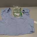 LYANER Women's Summer Sweetheart Blouse Smocked Backless Ruffle Sleeve Tank Crop Tops (Blue, XL)