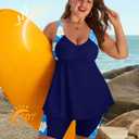 Arolina Plus Size Swimsuit for Women Two Piece Modest Tankini Full Coverage Tummy Control Bathing Suits with Shorts