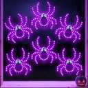 6 Pack 9" Halloween Classics Twinkling LED Spiders, Hi-Vibrant Aluminum Frame Spiders Window Silhouette Lights, 468 Purple and 24 Green LED Lights, Holiday Indoor Outdoor Decoration