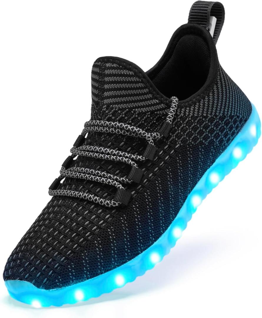 Light Up Shoes for Women Men, Unisex USB Charging LED Shoes Adult Halloween Mesh Upper Glowing Luminous Trainers Dancing Flashing Sneakers (13 Women/11.5 Men, Black)