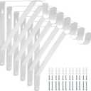 Closet Rod Bracket Heavy Duty Total Up to 300 lbs (6-Pack)- Wall Mounted Shelf Supports for Closet, Garage, Laundry, Rust-Proof Metal with Screws & Anchors, White