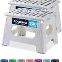 Handy Laundry Folding Lightweight Step Stool - Sturdy Enough to Support Adults and Safe Enough for Kids - Opens Easy with One Flip - Great for Kitchen, Bathroom or Bedroom (White | 2-Pack)