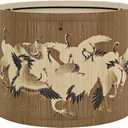 Vintage Bamboo Lamp Shade with Birds and Floral Design, Cylindrical Shape, 30x23cm, Compatible with Table and Floor Lamps (Art Deco D)