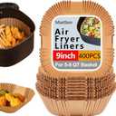 9 Inch Air Fryer Liners Disposable, 400Pcs Air Fryer Paper Liners, Oil-Proof & High-Temperature Resistant Parchment Baking Paper for Air Fryer, Microwave and OvenBottom Is 9 Inch