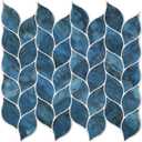 Tilingview 10 Pcs Leaf Design Peel and Stick for Kitchen Backsplash, Premium Self-Adhesive Tiles Wall Stickers (Dark Blue) (12"x12"x0.04")