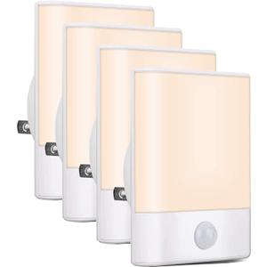 LED Night Light Plug in, Motion Sensor Night Light with Adjustable Brightness 3 Lighting Mode AUTO/ON/Off for Children, Bedroom, Hallway Light, 4-Pack