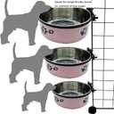 Dog Crate Food and Water Bowl 2Pcs Small Pet Hanging Kennel Removable Dish Feeding Cup No Spill with Holder for Medium Large Size Cat Puppy (Pink, 5.5''X2.3''&6.3‘’X2.5'')