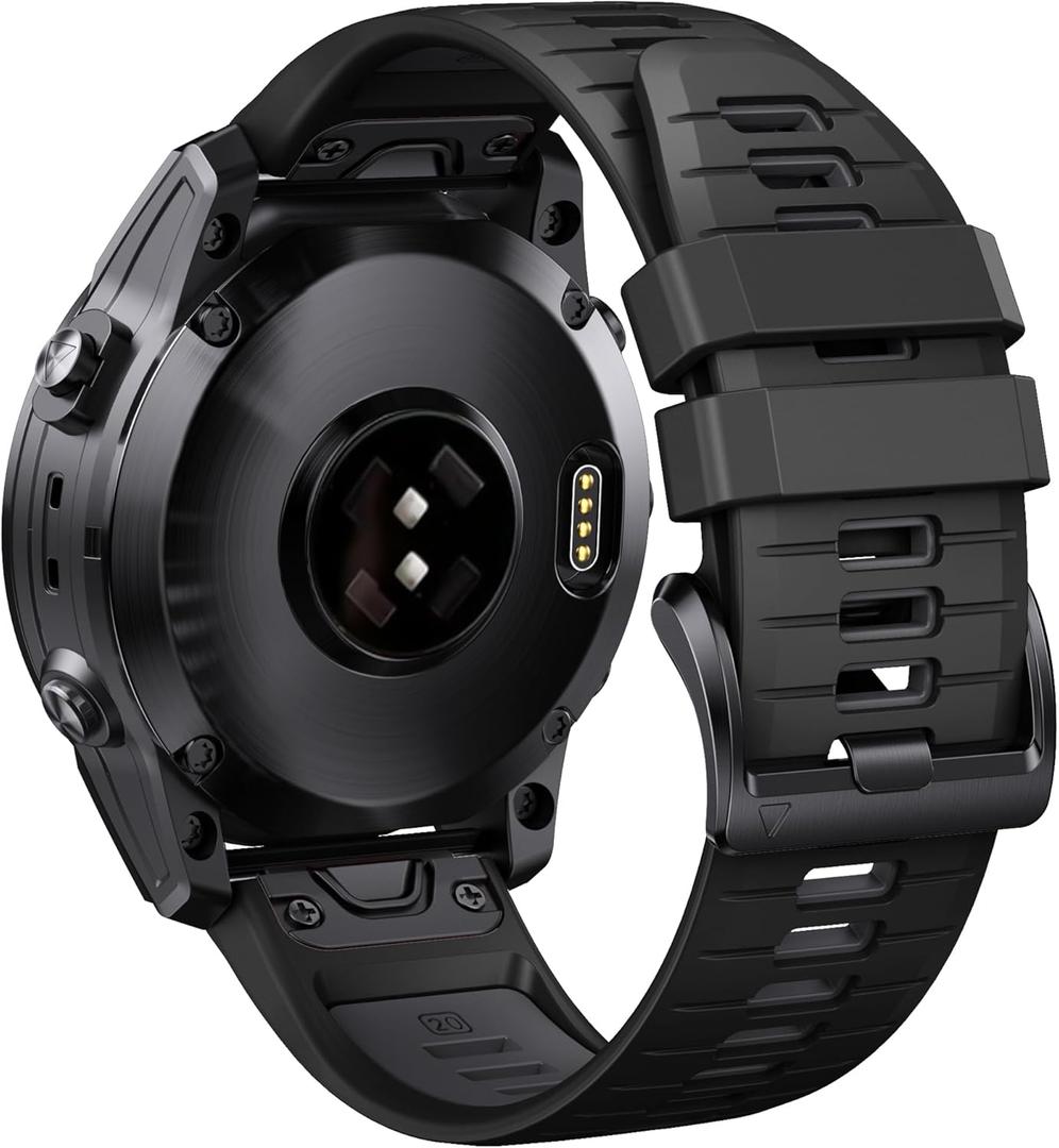ANCOOL for Fenix 6S/Fenix 7S/Fenix 5S Watch Band 20MM Silicone Watch Band for Fenix 8 43mm/5S Plus/6S Pro/7S Pro/Instinct 2S(Black-Gray) (1 Pack)
