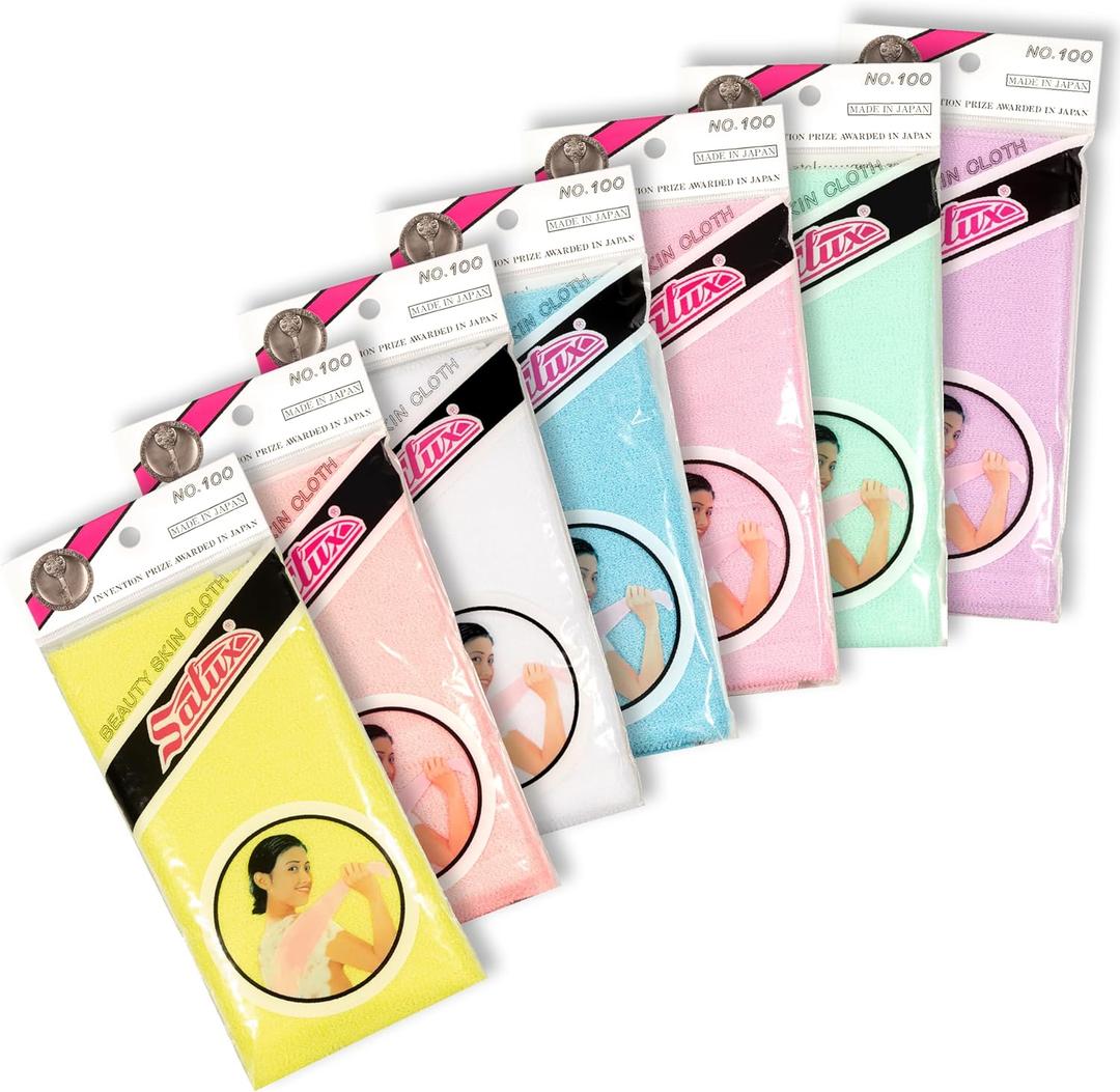 SALUX Bath Towel Pink Yellow Peach Blue White Purple Green Count 7 Pack, 27" x 54"