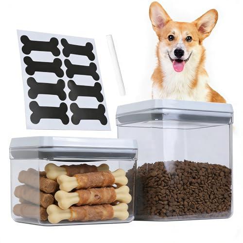 2-Pack 2.6 Qt & 1.6 Qt Airtight Dog Food Storage Container, BPA-Free Pet Food Storage Containers with Pop Lids, Dog Treat Container Stackable Rectangle Containers for Flour, Sugar,Cat&Bird Seed Food