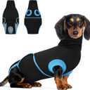 Queenmore Recovery Suit for Dogs After Surgery, Breathable Pet Recovery Suit Dog Abdominal Wounds Bandages,Dog Anxiety Calming Vest with Ear Muffs, Black, Medium