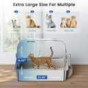 Enclosed Stainless Steel Litter Box with Lid, XL Side Entry Extra Large Litter Box for Big Cats & Multiple Cats,Metal Cat Pan with High Sided,Include Scoop and Mat,Anti-Leakage, Odor Free, Non-Sticky