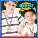Nosiny 50 Pcs Cute Baseball Award Medals for Kids Gold Baseball Trophy Bulk with 50 Styles Award Stickers 1.5 Inches Neck Ribbon for Team Sports Toddler Preschool School Teacher Coach Favors Gift