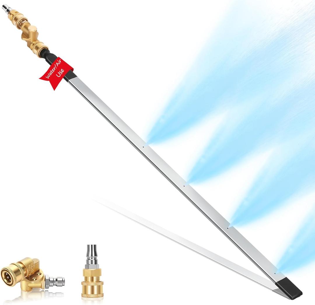 Foinwer 24''Portable Radiator Cleaning Wand,2000 PSI Radiator Flush and Cleaner Tool,Quick Cleaning,Two 1/4''Quick Coupler,Radiator Pressure Washer Tool Fit for Household Cars,Trucks,RV Radiators