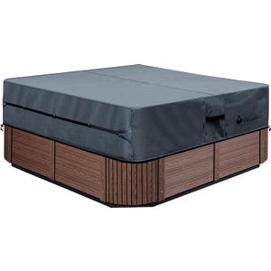 UCEDER Waterproof Hot Tub Cover -Outdoor Spa Cover Cap(Actual Size 78''x78 x20'' Fit 76''x76 x 20'') 600D Heavy Duty Polyester Hot Tub Cover Protector(Dark Gray)