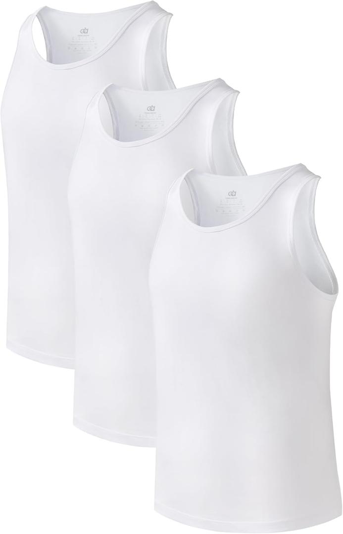 DAVID ARCHY Men's Undershirts Combed Cotton Tank Tops Soft Moisture-Wicking Shirt Breathable A-Shirt for Men 3 Pack S