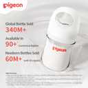 Pigeon Glass Nursing Bottle Wide Neck, Anti-Colic, Streamlined Body, Natural Feel, Easy to Clean, Heat-Resistant, 5.4 Oz (Pack of 2), Includes 2pcs SS Nipples (0m+)