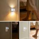 GEPLAD 4-Pack Motion Sensor Night Light, Plug into Wall Dusk to Dawn LED Nightlight, Auto On/Off, 3000K Soft White 100 Lumens, Rotatable Plug-in Design for Hallway, Staircase, Bathroom, Corridor