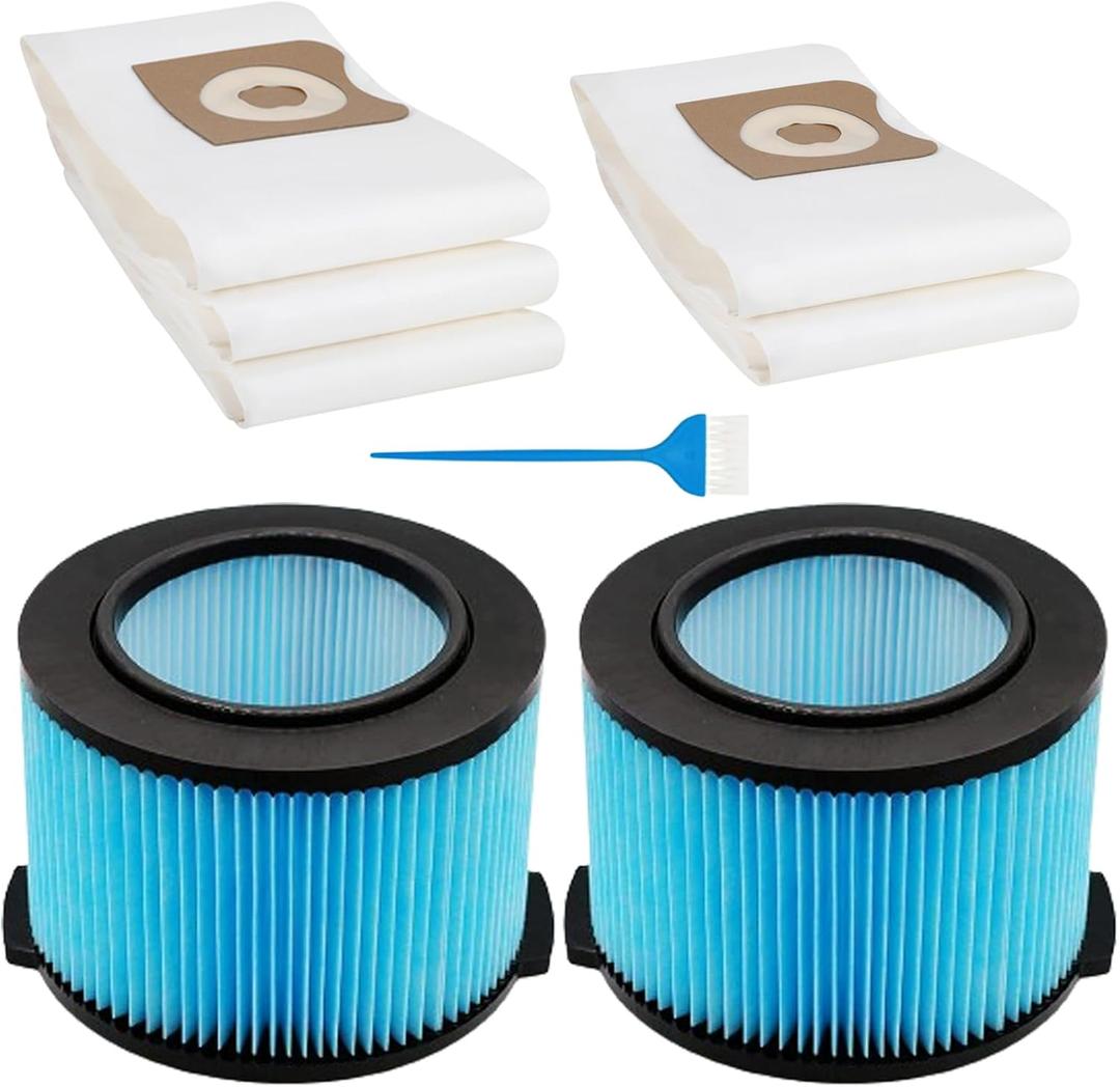 Whi-gn 2 Pack VF3500 Fine Dust Cartridge Filters and 5 Pack VF3501 Vacuum Bags