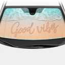 BDK Good Vibes Beach  Parasol para parabrisas delantero, plegable en acorden, para automvil, camin, todoterreno, bloquea los rayos UV, protector de visera, mantiene tu vehculo fresco, de 58 x 27 pulgadas, nmero de modelo: AS-781
