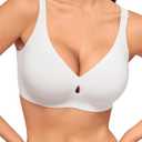 LUCKMEEY Bras for Women No Underwire Wireless Bras - Seamless Push Up Full Coverage Bralettes Comfortable Everyday Bra (Small, White)