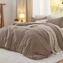 Bedsure Queen Comforter Set Prewashed Soft Bedding Set 3Pcs Brown 90"x90"