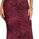 Milumia Women's Floral Cowl Neck Bodycon Maxi Dress Mesh Long Dresses Cocktail Party Fall 2025 (Claret,  X-Small)
