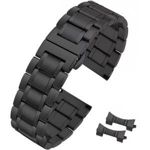 Quick Release Stainless Steel Watch Band Bracelet 12mm to 24mm Straight & Curved End Universal Stainless Steel Metal Watch Strap Smartwatch Replacement Band Men Women (15mm, Black)