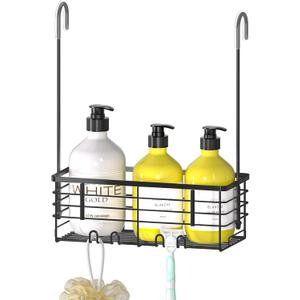DELLAN Hanging Shower Rack, Shower Organizer Hanging for Bathroom, Shower Rack with Hooks Over the Door, Bathroom Shower Caddy and Basket(Black)